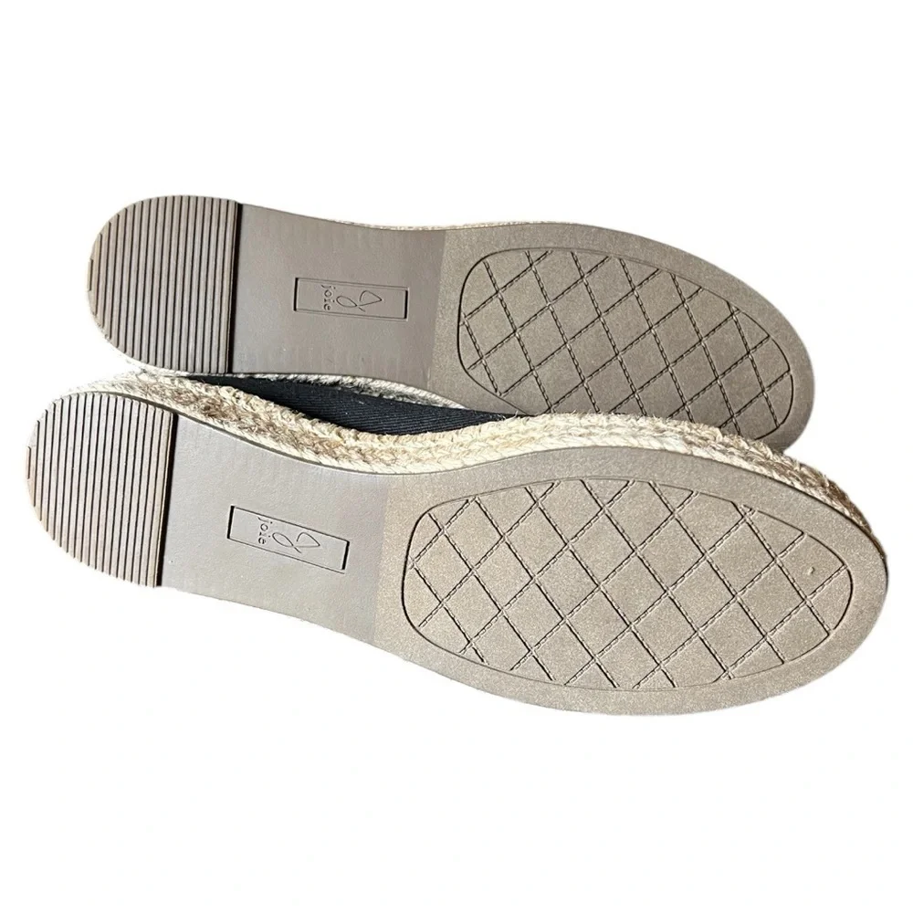 Joie Cara Black Flat Canvas Espadrille Shoes - Size 8M
